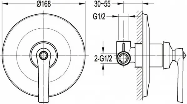 Смеситель Cezares Liberty LIBERTY-F-DIM-01 для душа с внутренней частью фото 2
