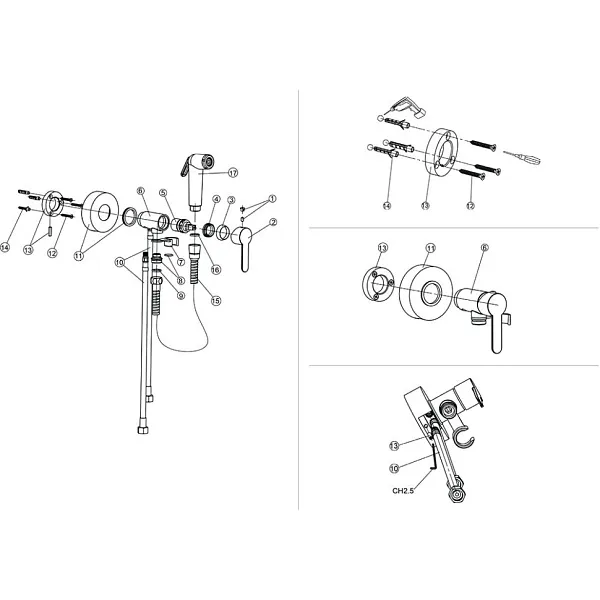 Гигиенический душ PAINI Aosta 92CR304KM фото 7