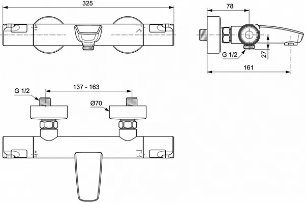 Термостат Ideal Standard Ceratherm T25 A7223AA для ванны с душем фото 2