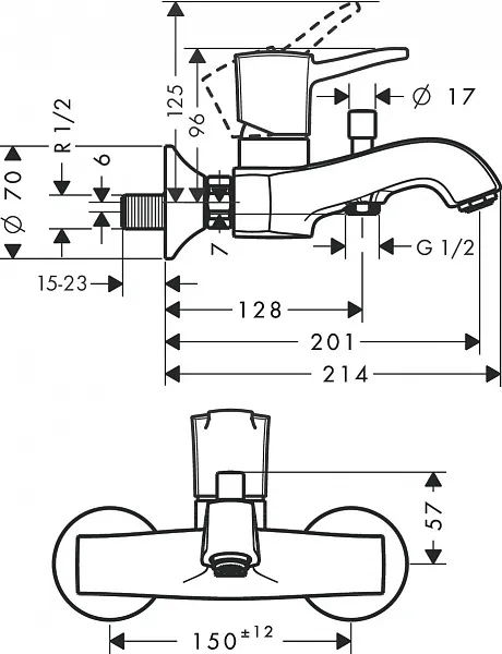 Смеситель Hansgrohe Metropol Classic 31340090 для ванны с душем фото 2