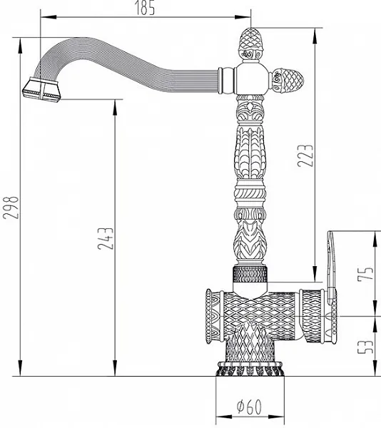 Смеситель ZorG Antic A 421 K-BR для кухонной мойки фото 2