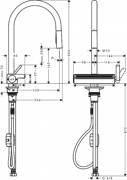 Смеситель Hansgrohe Aquno Select M81 73837800 для кухонной мойки фото 9