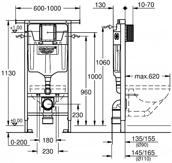 Инсталляция для унитаза Grohe Rapid SL 38588001 фото 2