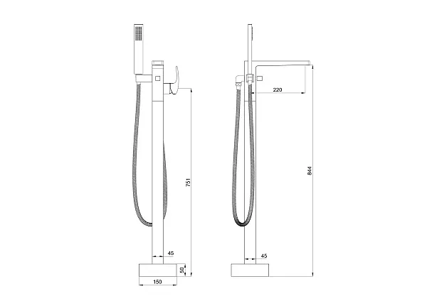 Смеситель для ванны с душем Wonzon & Woghand FIT WW-88649009-MB фото 1