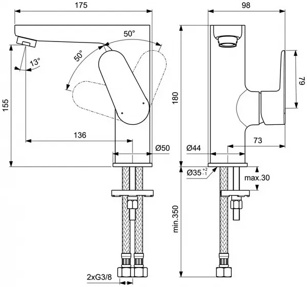 Смеситель Ideal Standard Cerafine O BC555AA для раковины фото 3