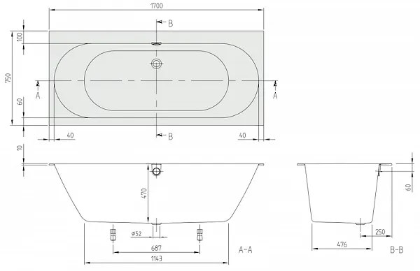 Квариловая ванна Villeroy & Boch Oberon 2.0 170x75 UBQ170OBR2DV-01 фото 5