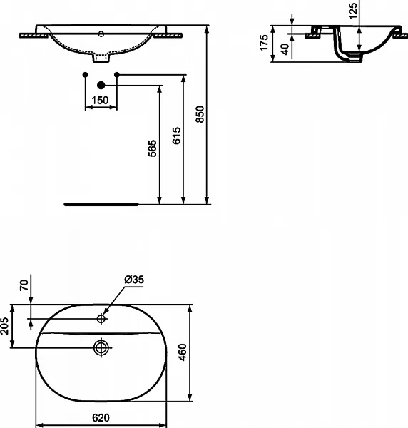 Раковина Ideal Standard Connect 62 см E504001 фото 3