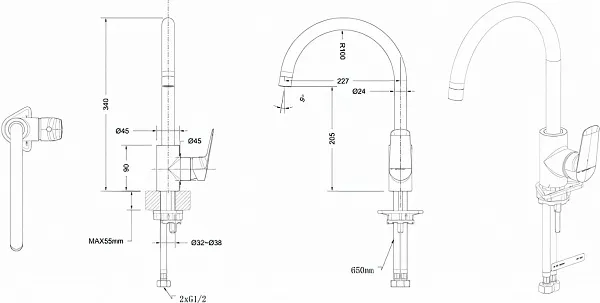 Смеситель Bravat Rhein F7429564BW-ENG для кухонной мойки фото 2