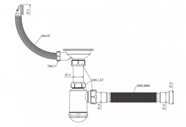 Сифон GranFest СНР 370-11-01 для раковины фото 2