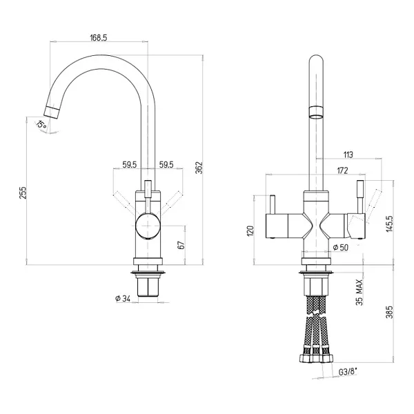 Смеситель для кухонной мойки PAINI Cox 7872643CR3V11L2KM фото 8