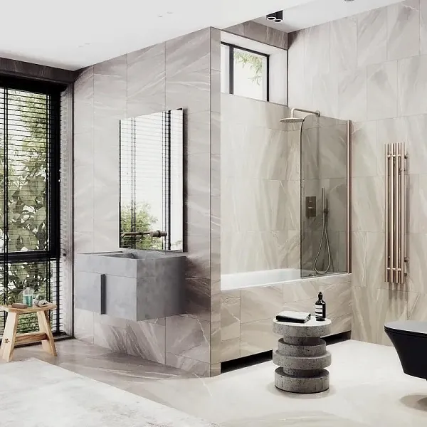 Шторка для ванны MaybahGlass 60x140 MGV-611-2 профиль бронза стекло бронза фото 4