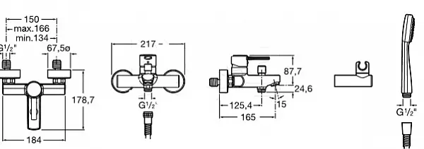 Смеситель Roca Targa 5A0160C0M для ванны с душем фото 2