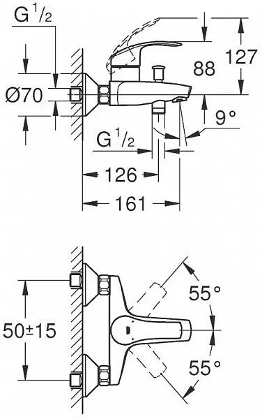 Смеситель Grohe Eurosmart New 33300002 для ванны с душем фото 3