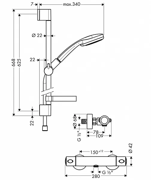 Душевой гарнитур Hansgrohe Croma 27086000 фото 2