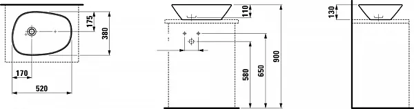 Раковина Laufen Palomba 52 см 8.1680.2.000.112.1 фото 3