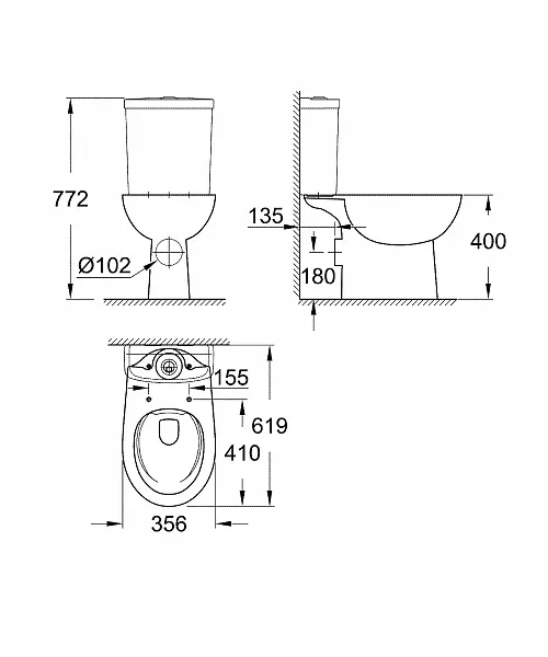 Унитаз Grohe Bau Ceramic 39349000 напольный фото 3