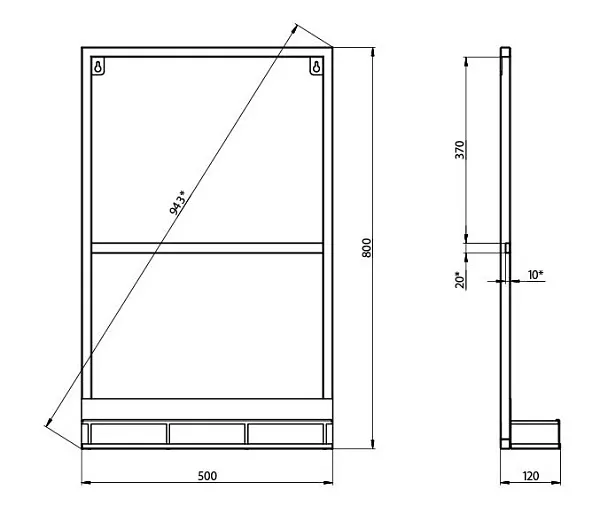 Зеркало Grossman Метрис 50x80 с полочкой фото 3