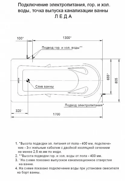 Акриловая ванна Aquatek Леда 170x80 LED170-0000034 слив слева фото 7