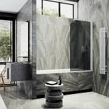 Шторка для ванны MaybahGlass 50x140 MGV-609-1 профиль белый стекло графит фото 3