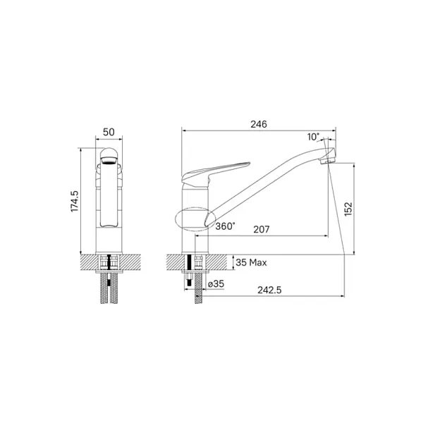 Смеситель Iddis Male MALWT00i05 для кухонной мойки фото 3