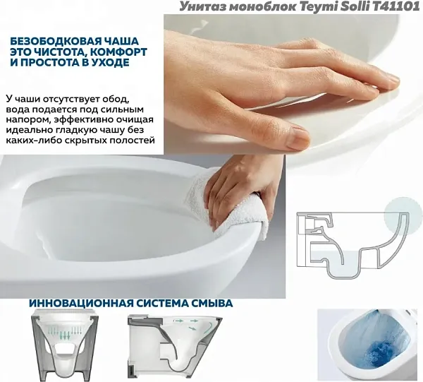 Унитаз-компакт Teymi Rita W00121 напольный безободковый с микролифтом фото 10