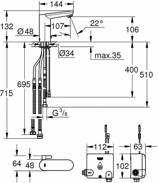 Смеситель Grohe Eurosmart Cosmopolitan E 36386001 для раковины фото 2