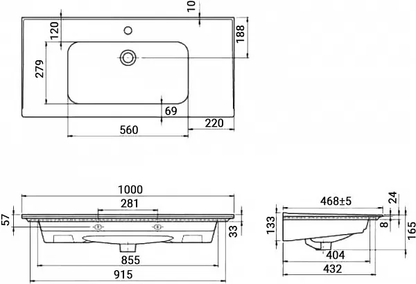 Раковина CeraStyle Blue 100 см 042500-u-01 фото 3