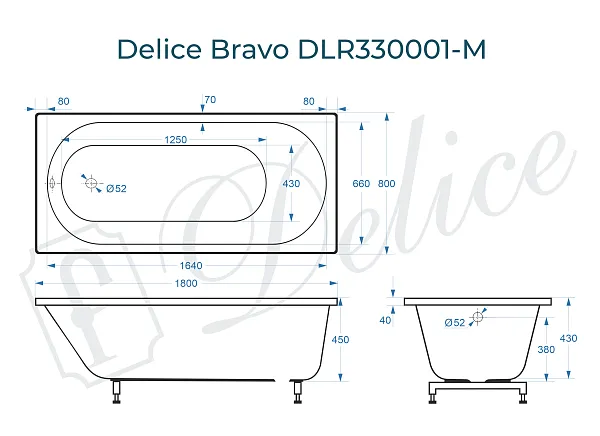 Ванна из искусственного камня Delice Bravo DLR330001-M фото 1