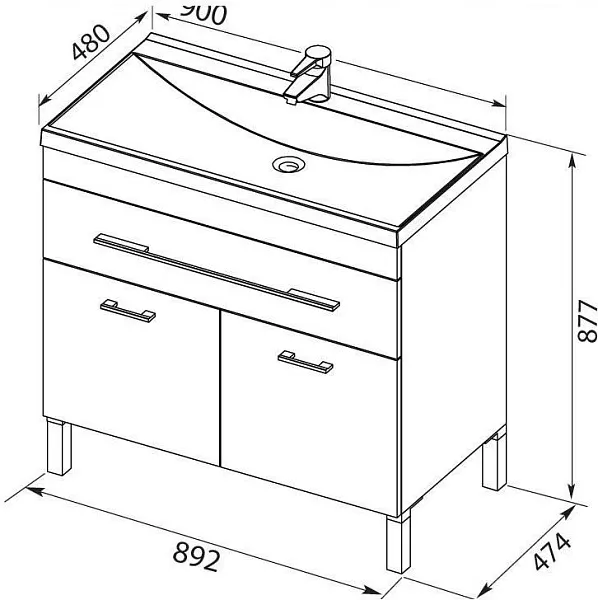 Мебель для ванной Aquanet Верона 90 белая, 1 ящик, 2 двери фото 4