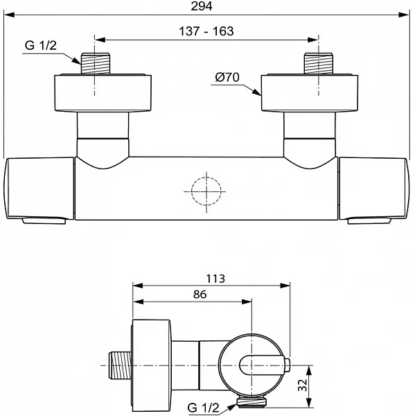 Термостат Ideal Standard Ceratherm 100 New A4618AA для душа фото 2