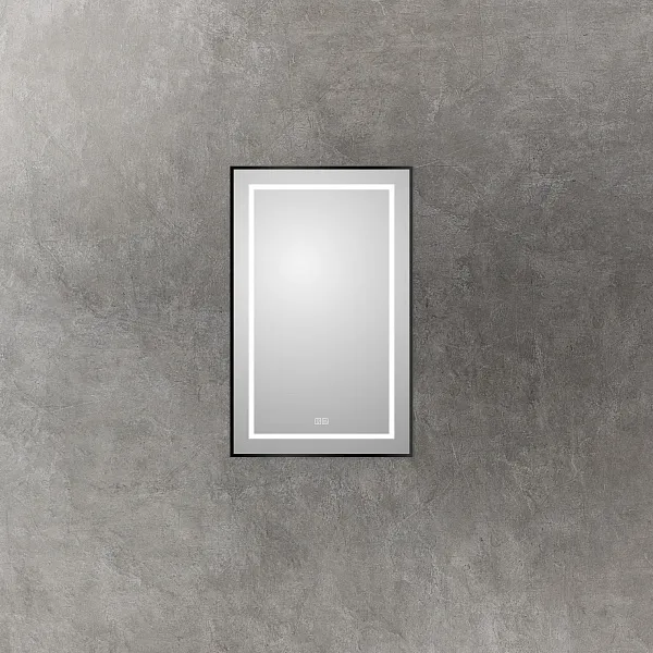 Зеркало BelBagno Kraft 50x80 SPC-KRAFT-500-800-LED-TCH-WARM-NERO с подсветкой фото 2