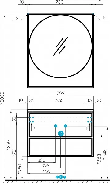 Зеркало Акватон Лофт Фабрик 80x90 см 1A242602LTDY0 фото 5