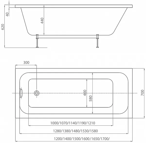 Акриловая ванна Aquatek Мия 120x70 MIY120-0000001 фото 5