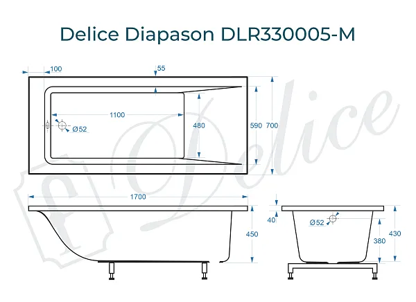 Ванна из искусственного камня Delice Diapason DLR330005-M фото 1