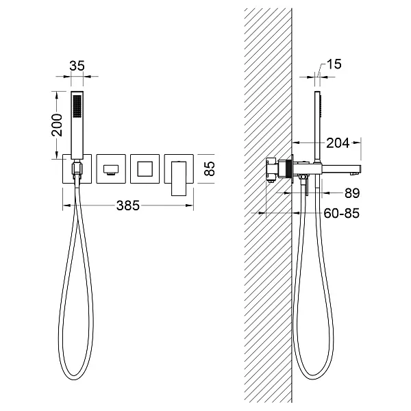 Смеситель для ванны с душем TIMO Selene 2014/03YSM фото 2