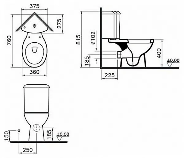 Унитаз-компакт Vitra Arkitekt 9754B003-7200 напольный угловой фото 5