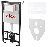 Система инсталляции Alcadrain AM101/1120-4:1 RU M570-0001 для унитазов с белой матовой кнопкой смыва фото 1