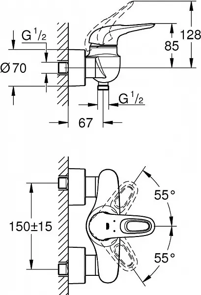 Смеситель Grohe Eurostyle 33590003 для душа фото 3