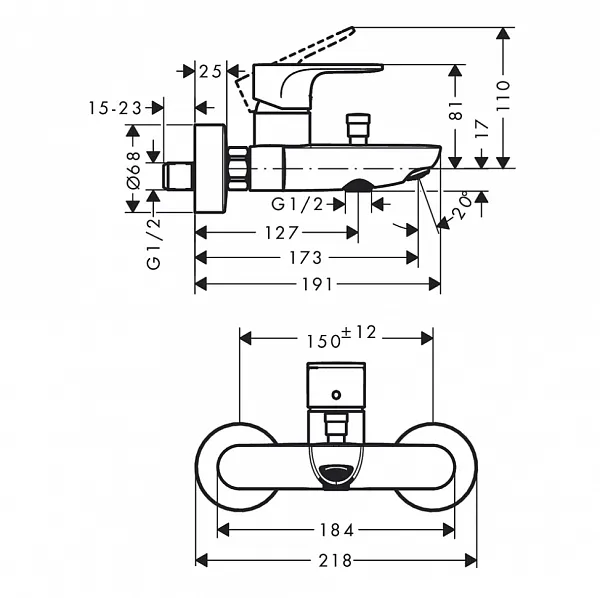 Смеситель Hansgrohe Rebris S 72440670 для ванны с душем фото 6