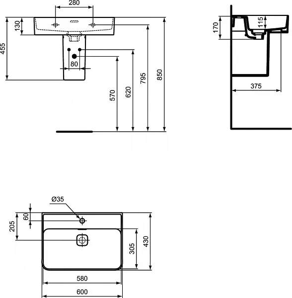 Раковина Ideal Standard Strada II 60 см T300001 фото 4