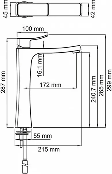 Смеситель WasserKRAFT Aller 1063H для раковины-чаши фото 3