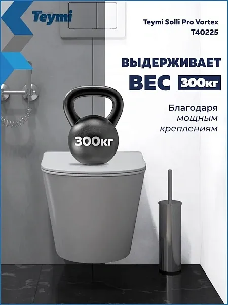 Унитаз подвесной Teymi Rita Pro Vortex W00751 подвесной безободковый с микролифтом фото 2