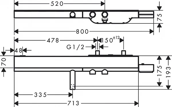 Термостат Axor ShowerPipe 45420820 для ванны с душем фото 2