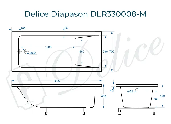 Ванна из искусственного камня Delice Diapason DLR330008-M фото 1