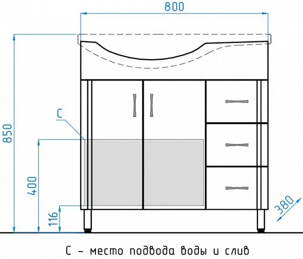 Мебель для ванной Style Line Эко Стандарт №25 85 напольная правая фото 5