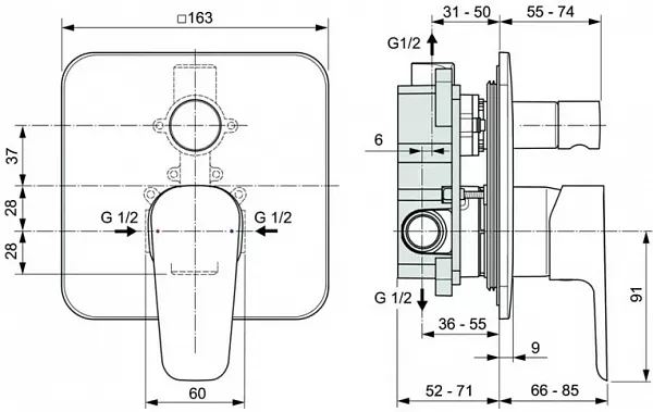Смеситель Ideal Standard Cerafine D A7189AA для ванны с душем с внутренней частью фото 3