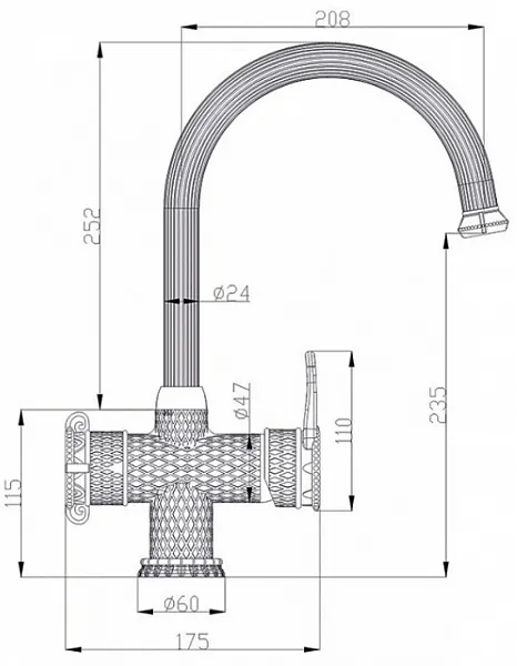 Смеситель ZorG Antic A 51 KF-BR для кухонной мойки фото 2