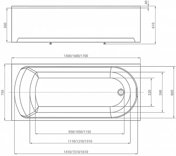 Акриловая ванна Aquatek Ника 170x75 NIK170-0000001 фото 4