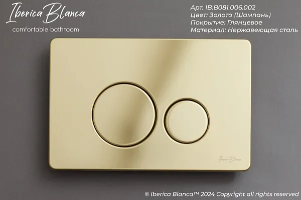 Система инсталляции Iberica Blanca Inox-O IB001.816 с клавишей смыва золото глянцевой и шумоизоляцией фото 11