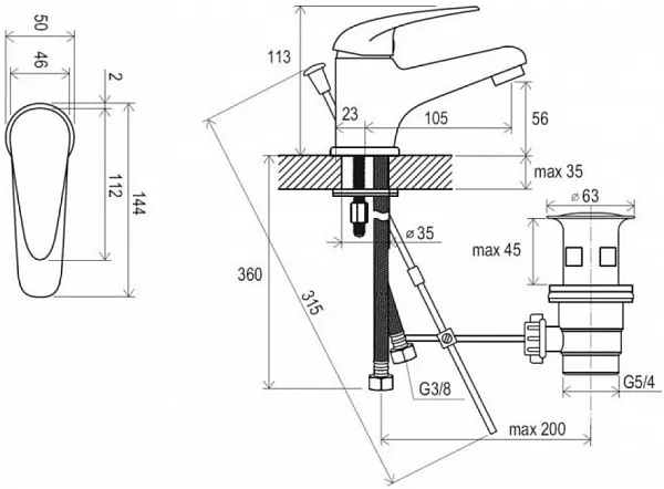 Смеситель Ravak Suzan SN 011.00 X070001 для раковины с донным клапаном фото 2
